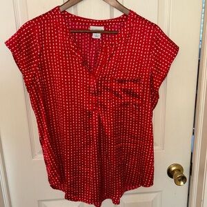 Liz Claiborne Red/White Pullover Blouse - Size Large